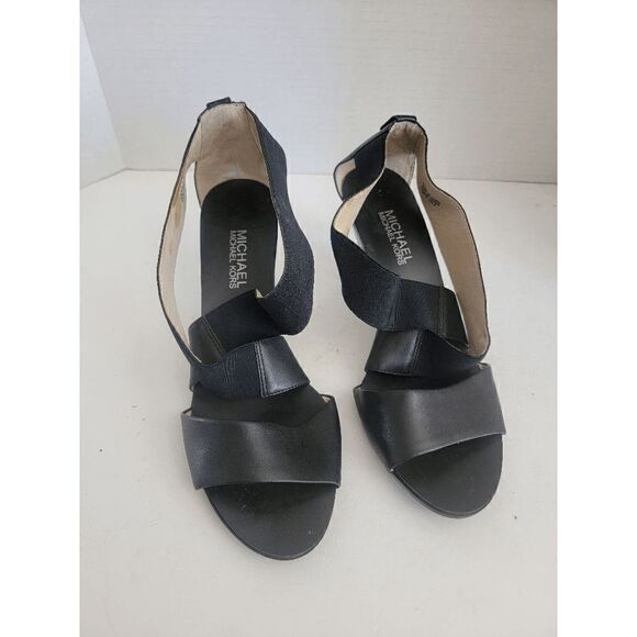 Michael by Michael Kors Women's Black  Odette Leather Cone Heel Sandals Size 8M - Picture 1 of 5